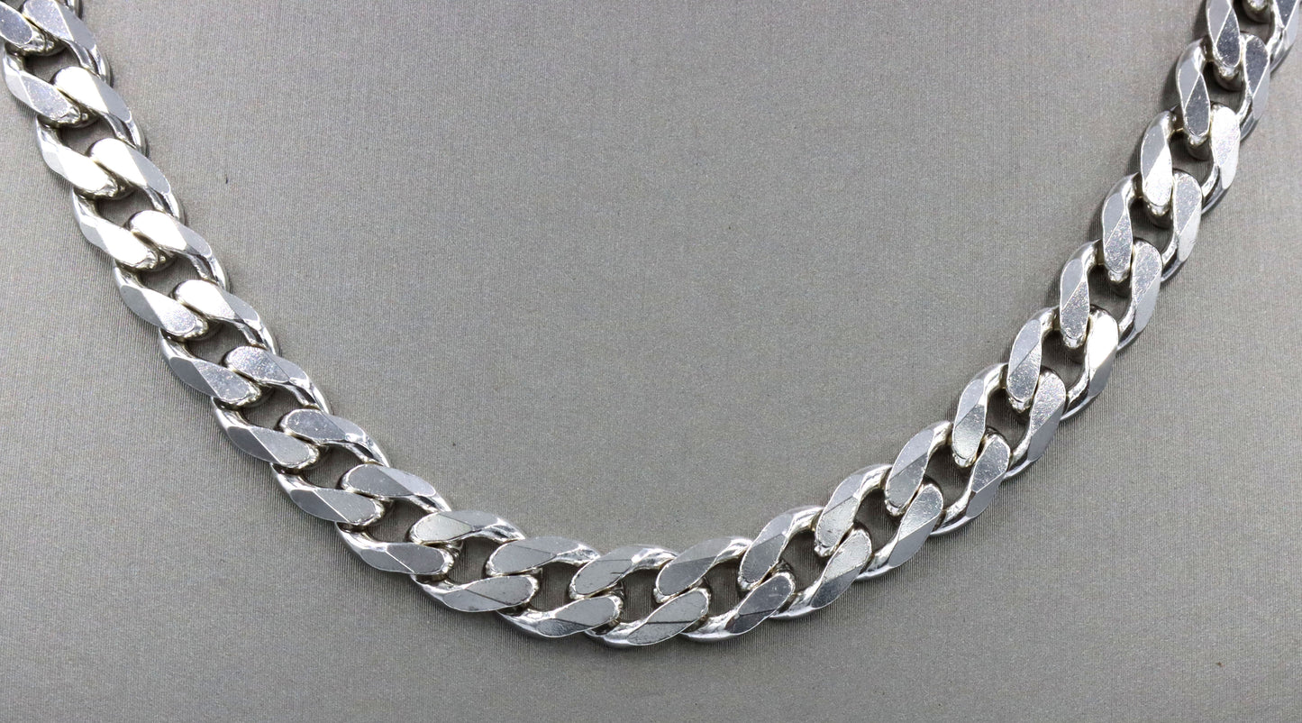 925 Sterling silver 8mm flat curb link chain necklace