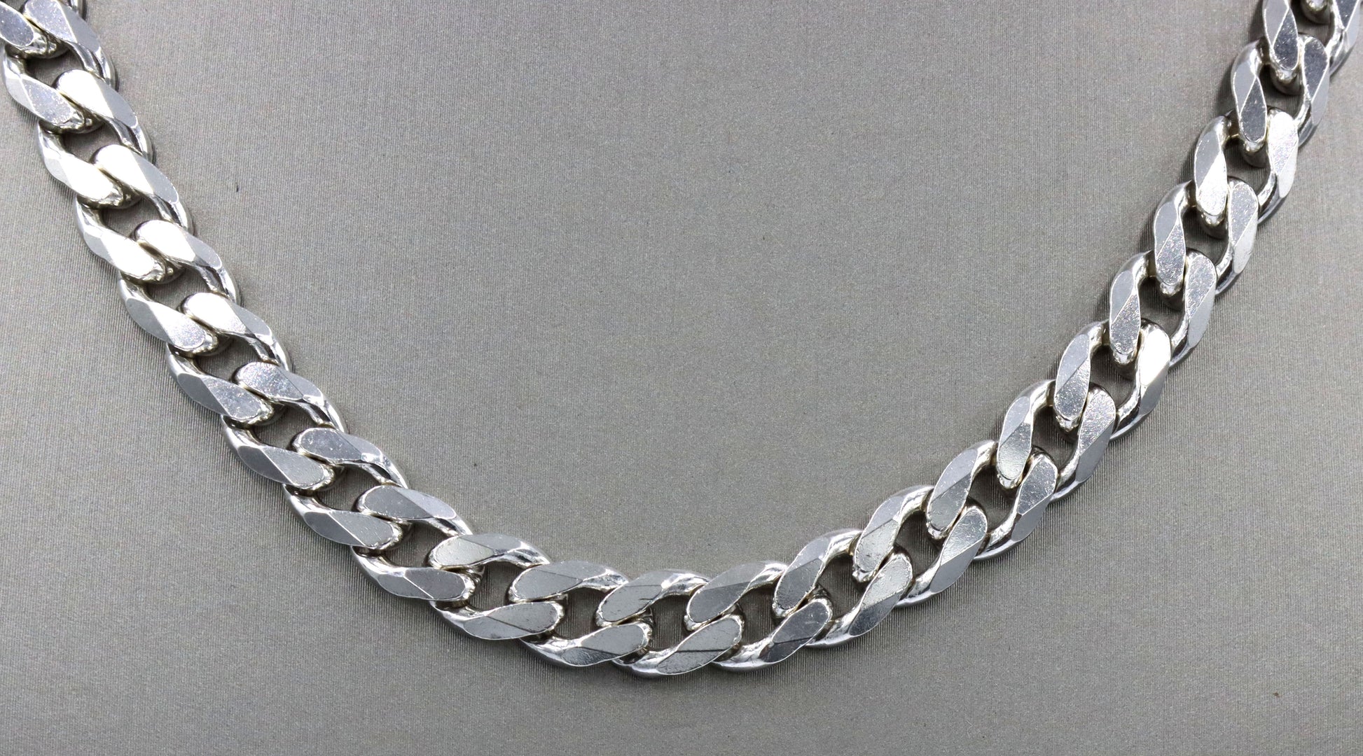 925 Sterling silver 8mm flat curb link chain necklace