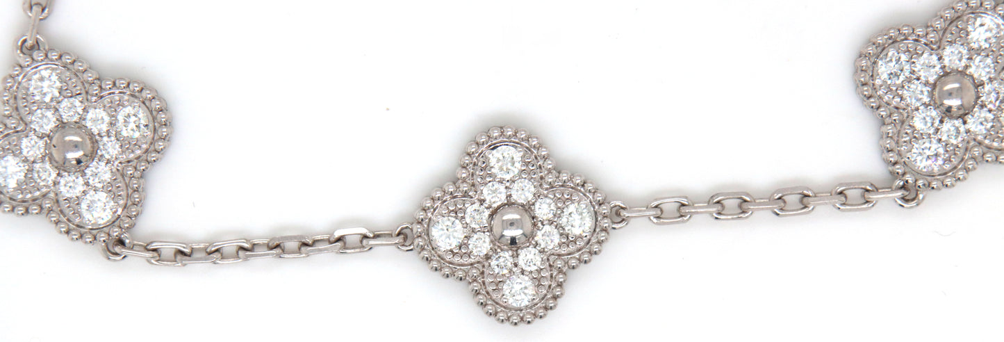 18KT White Gold Five Motifs Diamond Bracelet