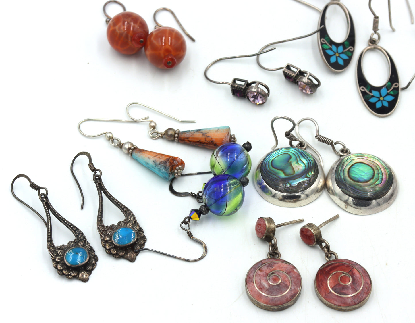 Vintage 925 sterling silver group lot of earrings