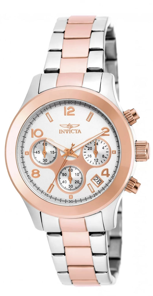 Invicta Women's 19220 Angel Quartz 3 Hand Silver, Rose Gold Dial Watch