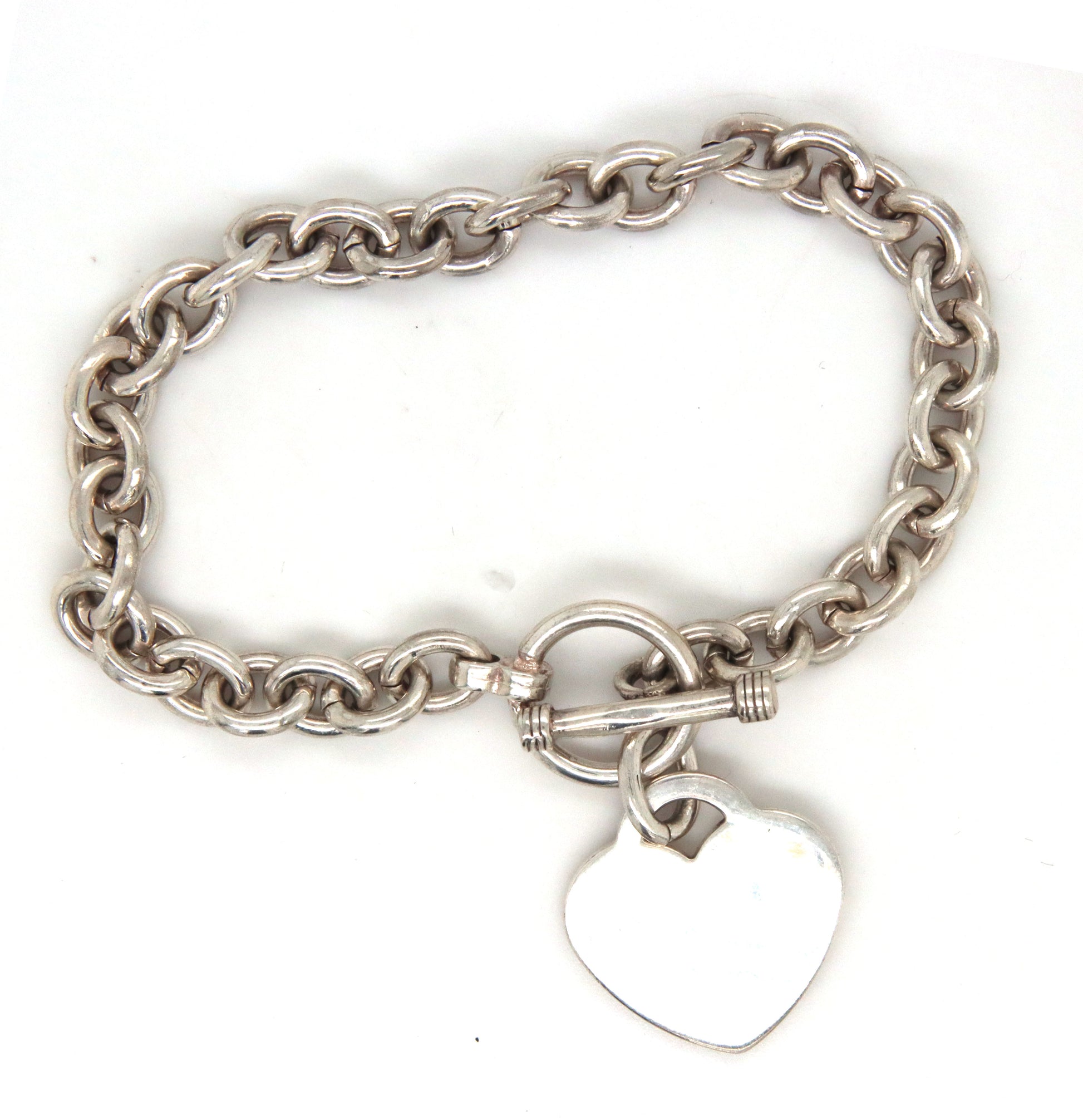 925 Sterling silver bracelet with heart shaped charm
