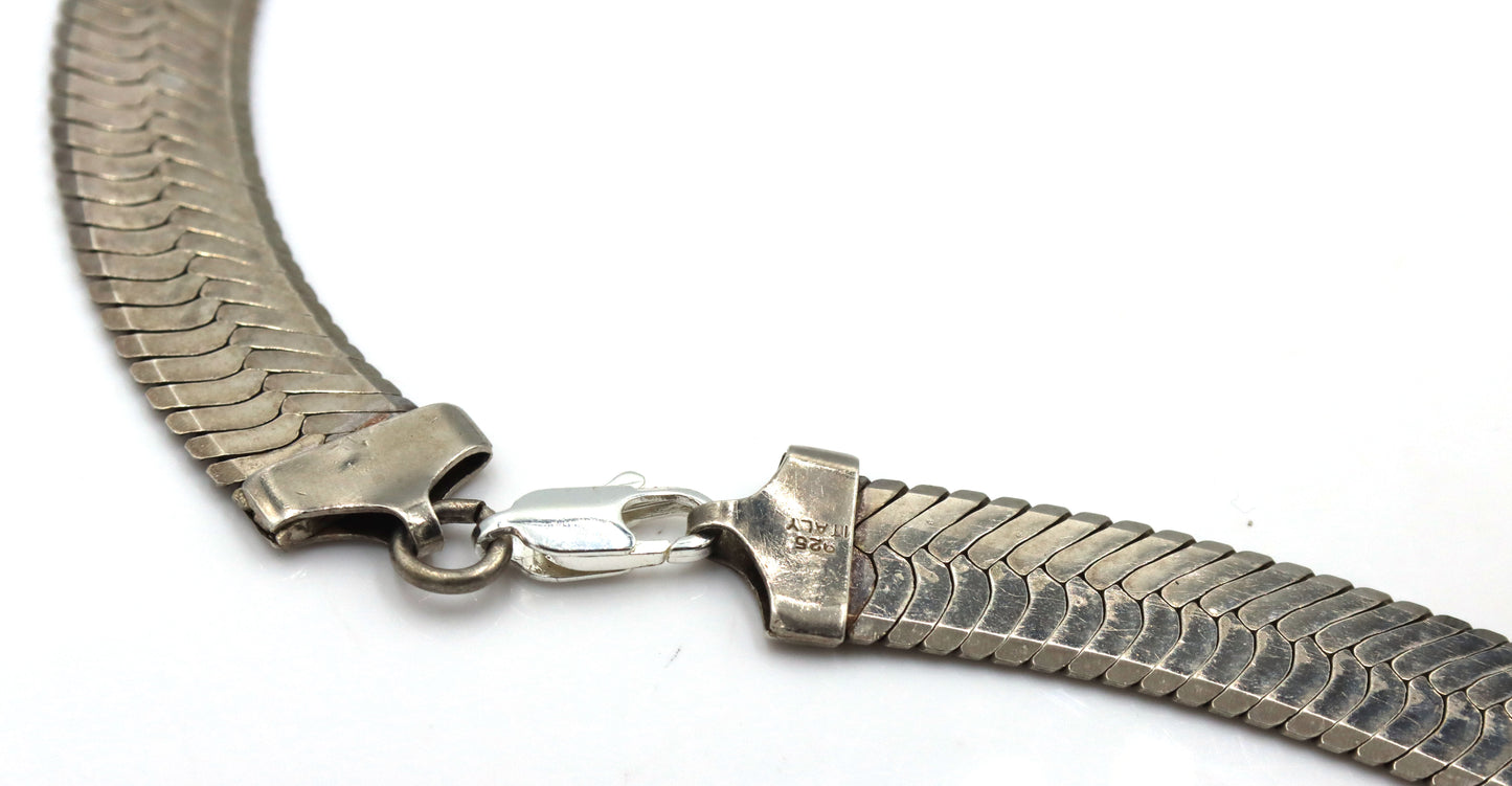 Italian Vintage 925 sterling silver omega chain necklace