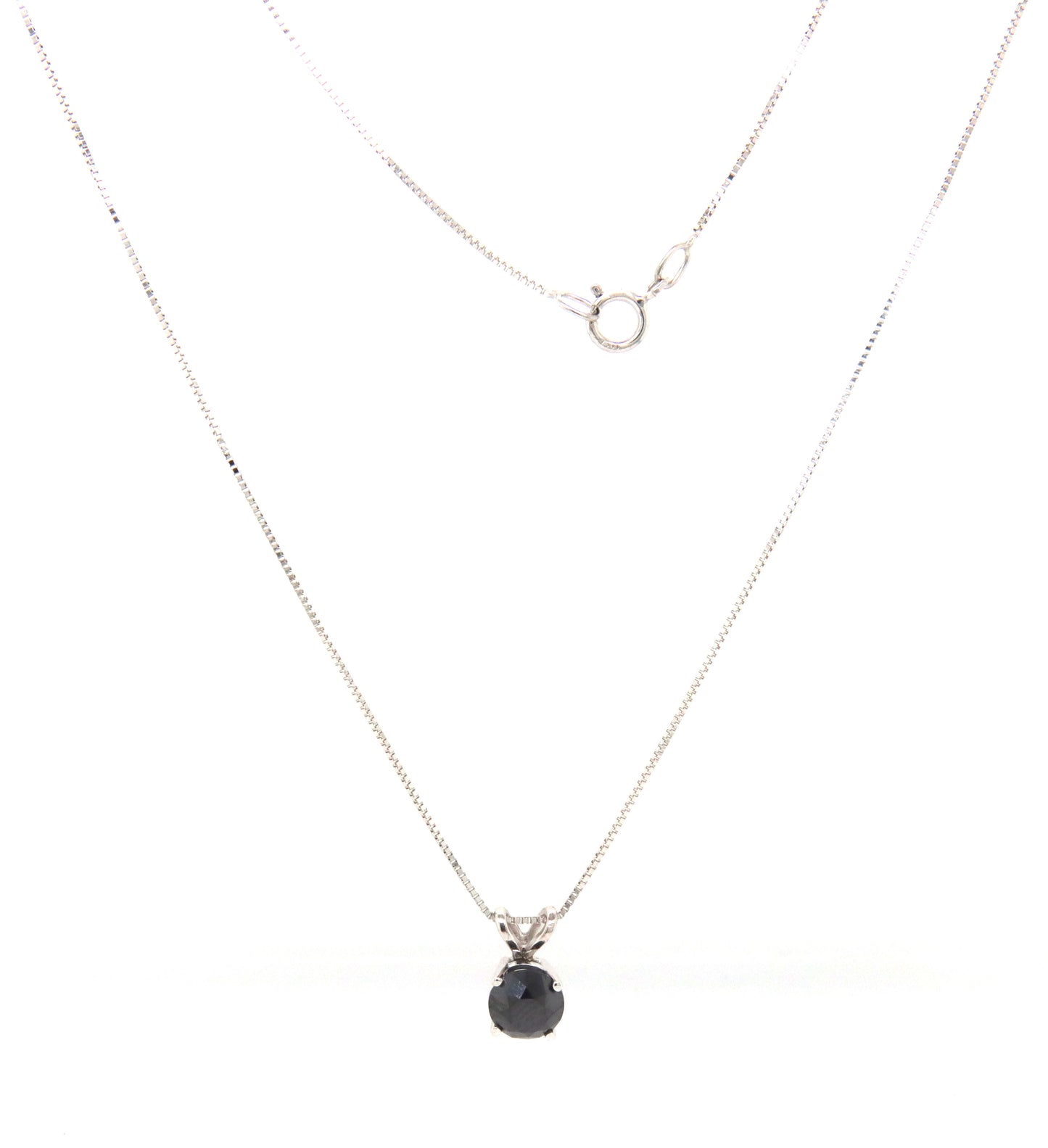 14kt White gold 0.45ct black diamond pendant on chain