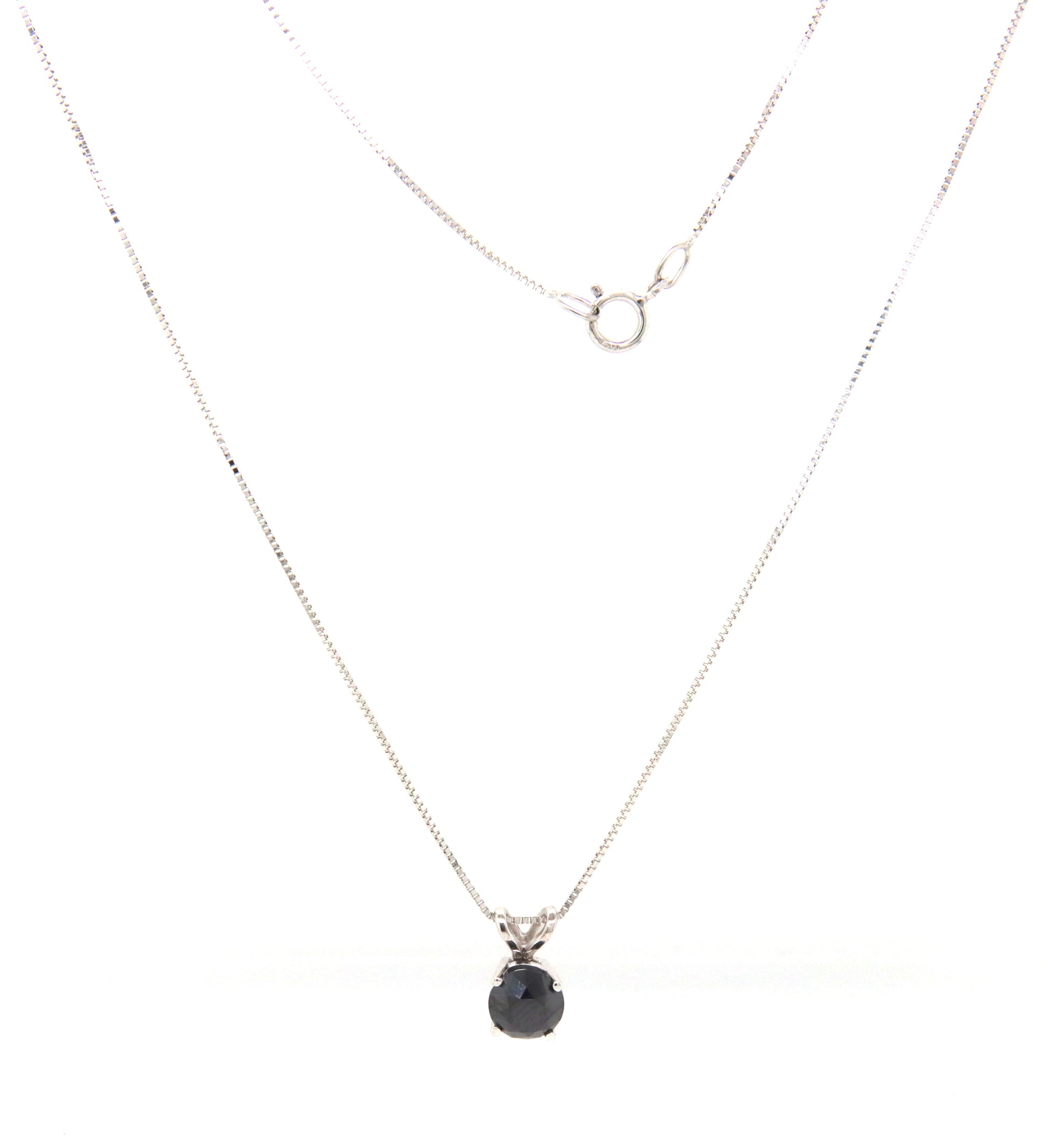 14kt White gold 0.45ct black diamond pendant on chain