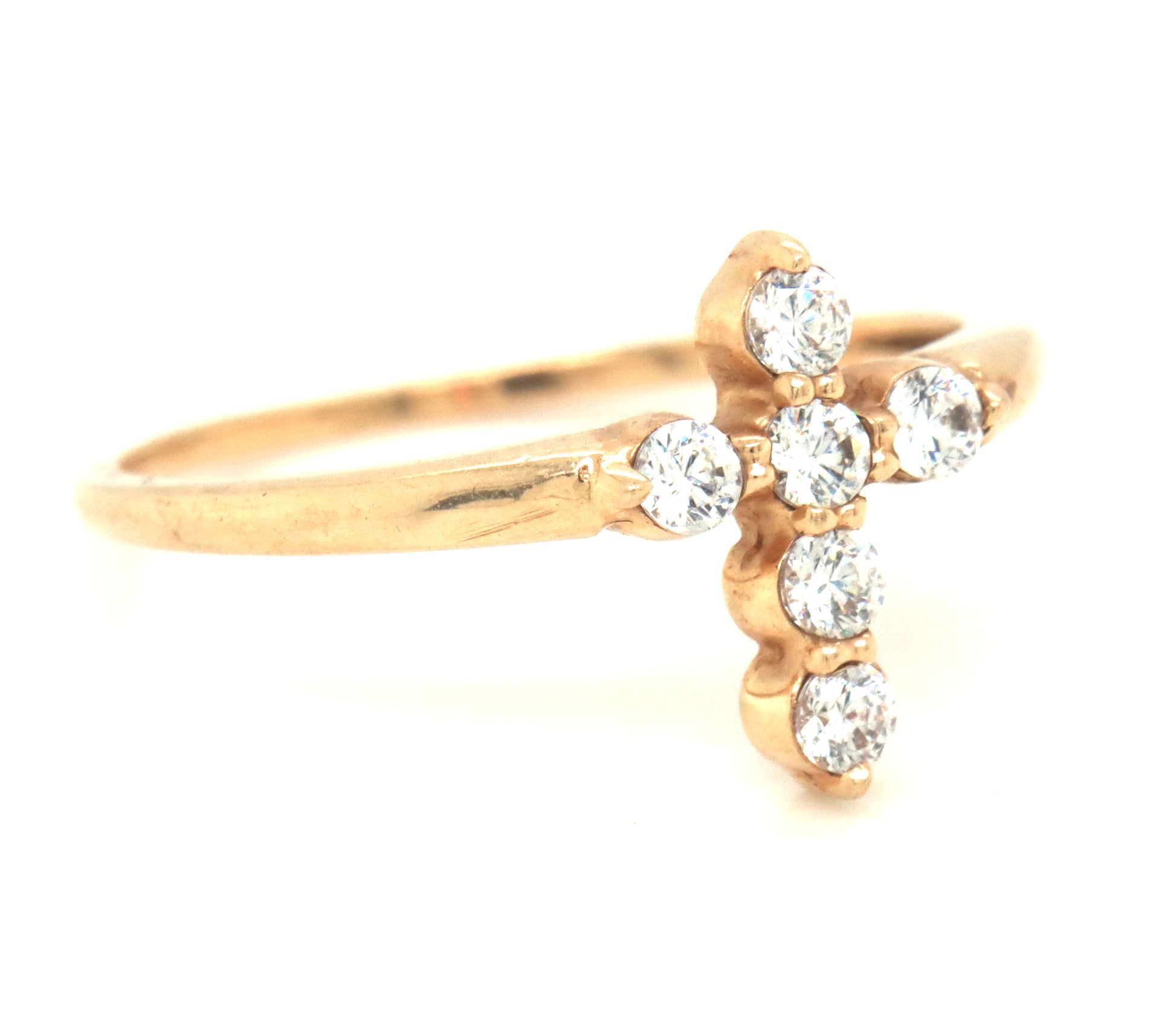 10kt Yellow gold cubic zirconia cross ring