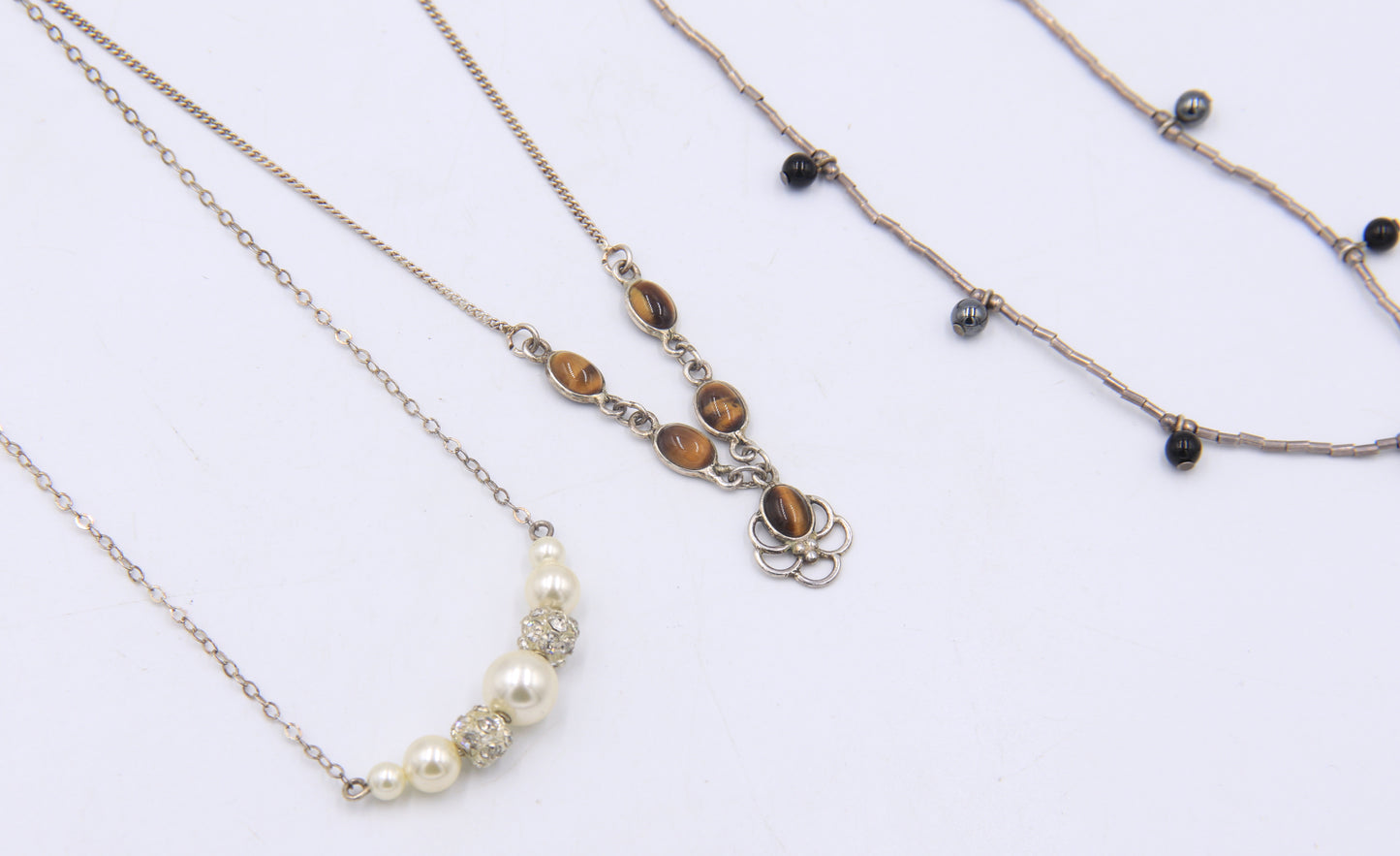 Group Lot of 3 Vintage 925 Sterling Silver Necklaces