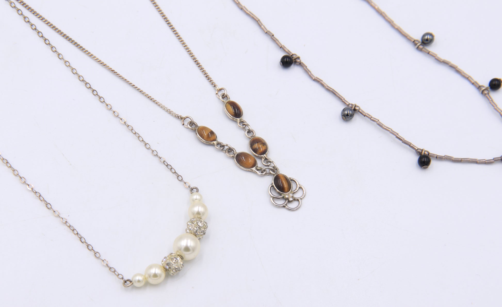 Group Lot of 3 Vintage 925 Sterling Silver Necklaces