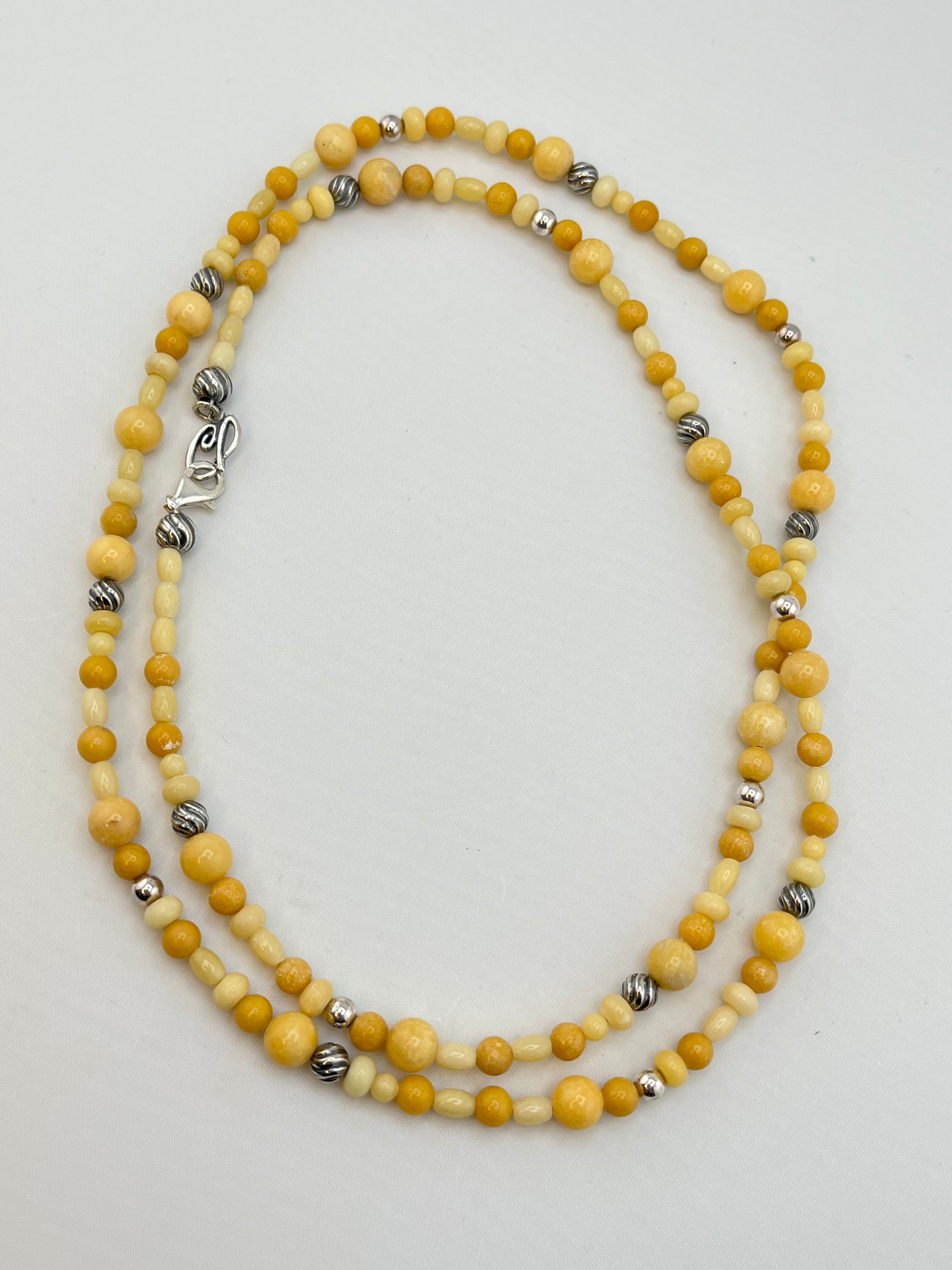 925 Sterling Silver Jay King DTR Silpada Yellow Opal Beads And Silver accent Necklace