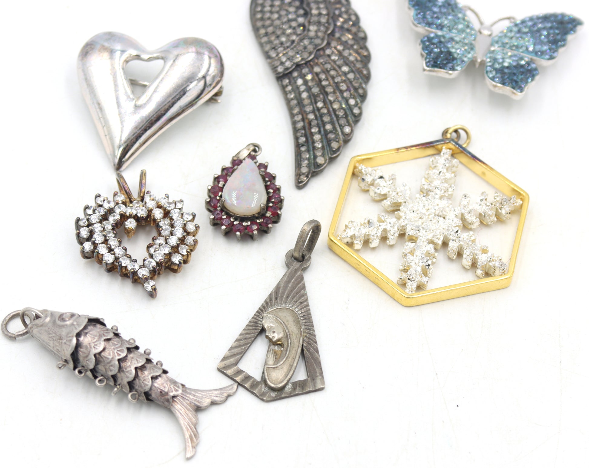 Group lot of vintage 925 sterling silver pendants