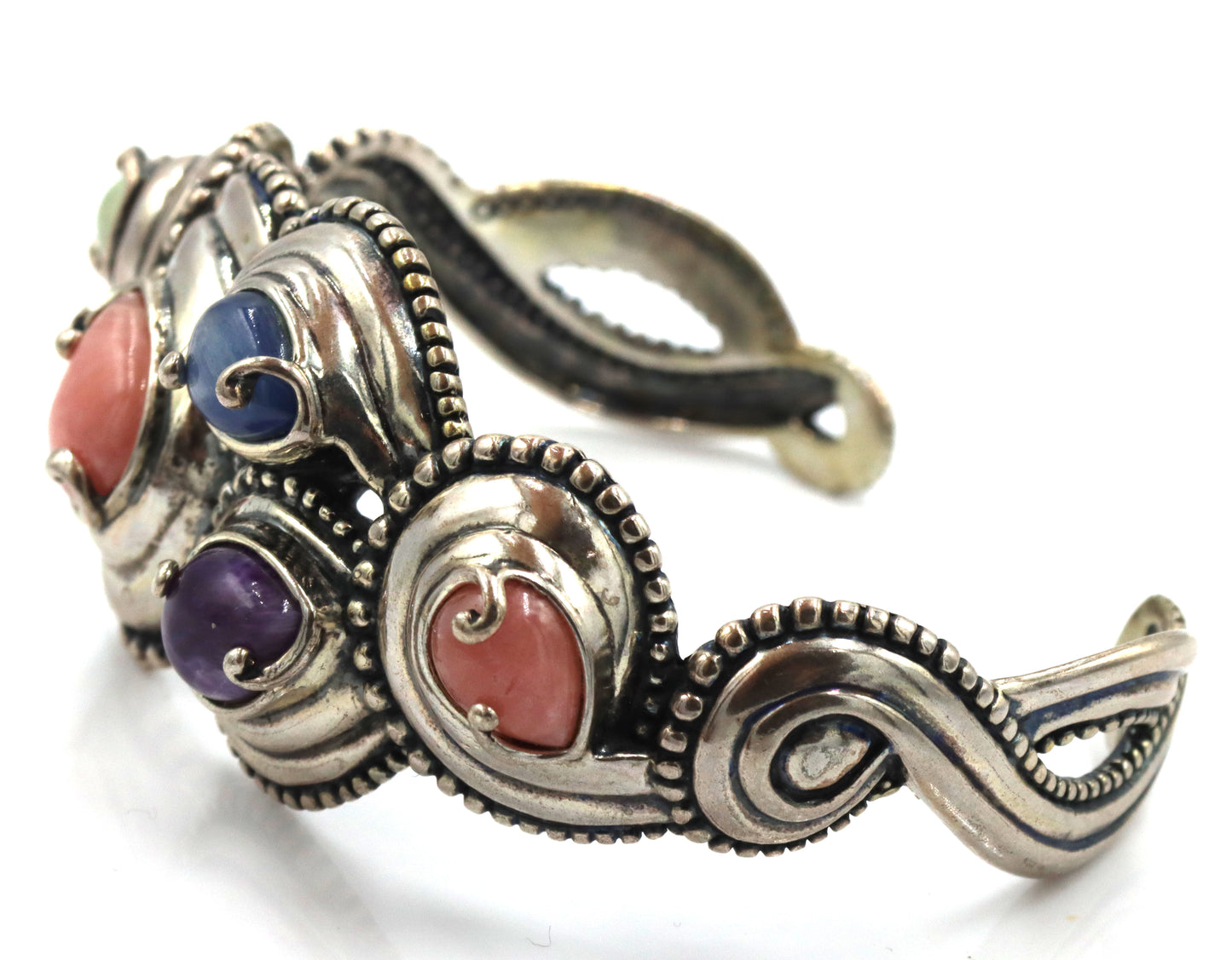 Carolyn Pollack Relios Multi Stone 925 Sterling Silver Cuff Bracelet