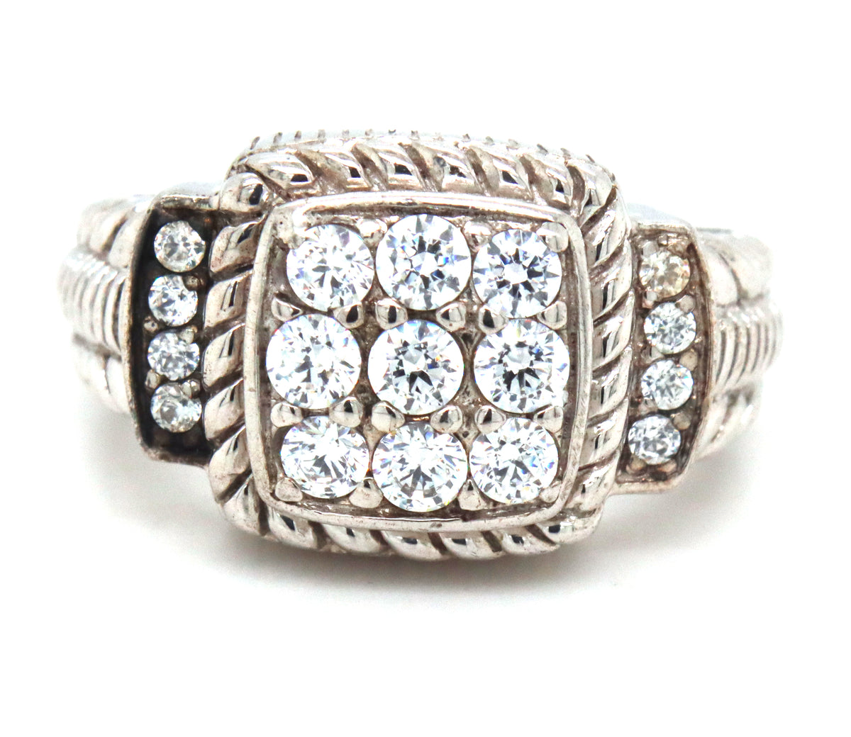 925 Sterling silver Judith Ripka CZ cocktail ring