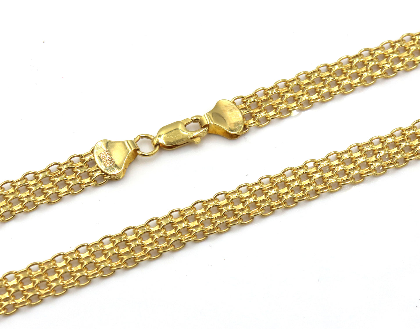 Italian 14kt Yellow gold Hollow Bismark chain necklace