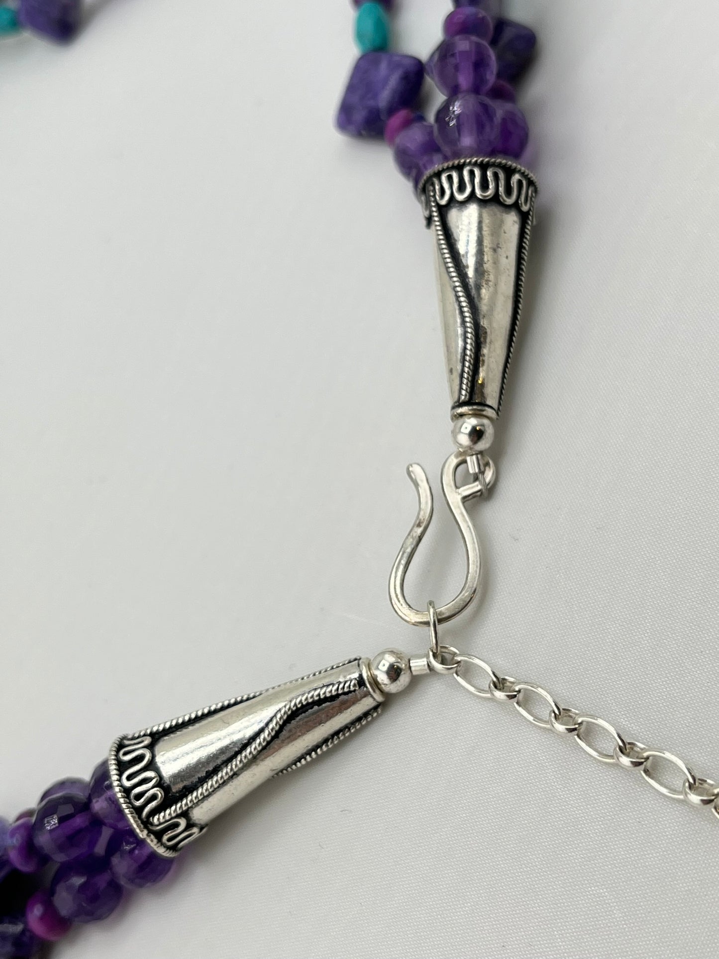 Rocky Gorman 925 Sterling Silver Amethyst Turquoise Necklace