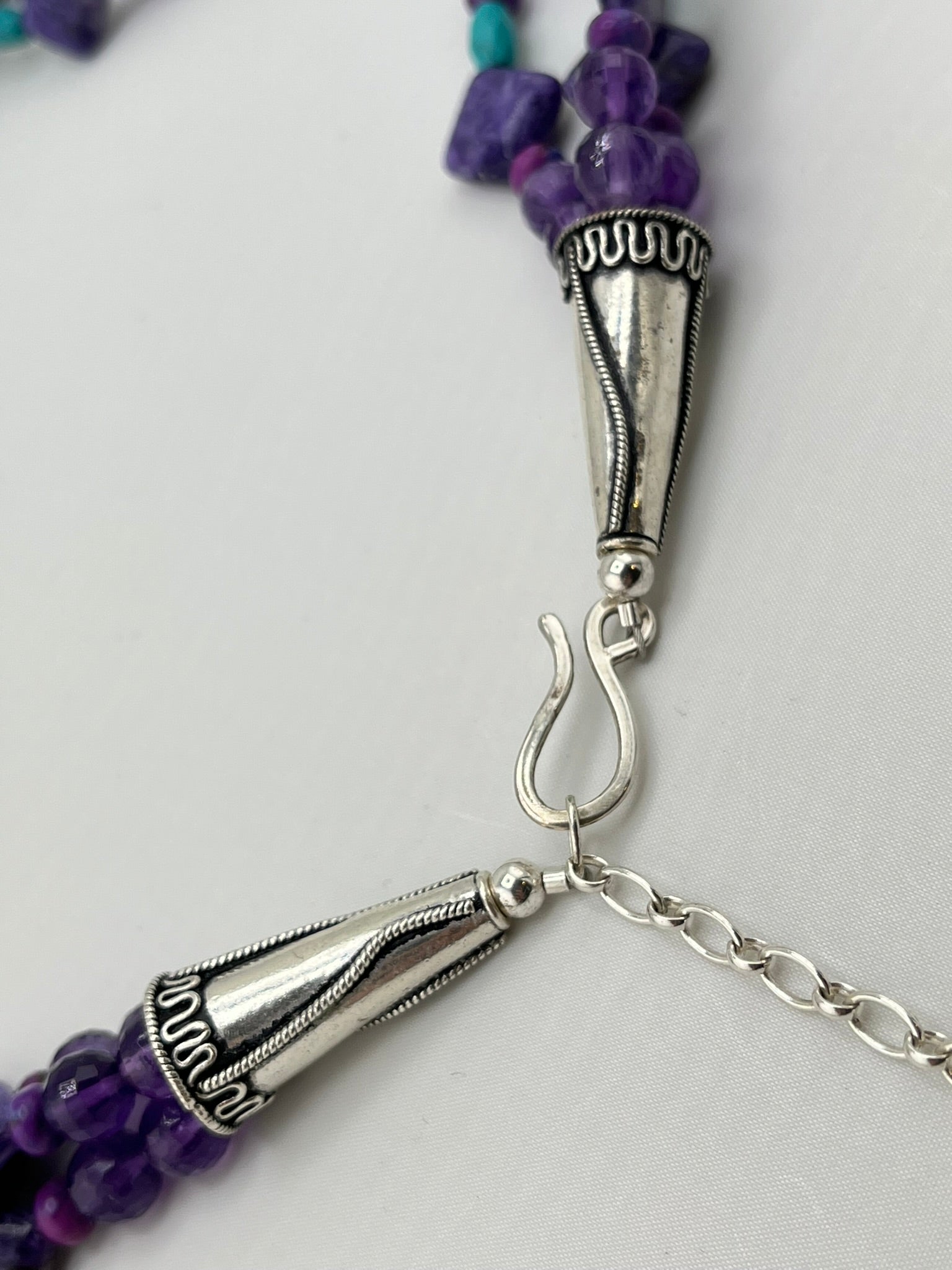 Rocky Gorman 925 Sterling Silver Amethyst Turquoise Necklace