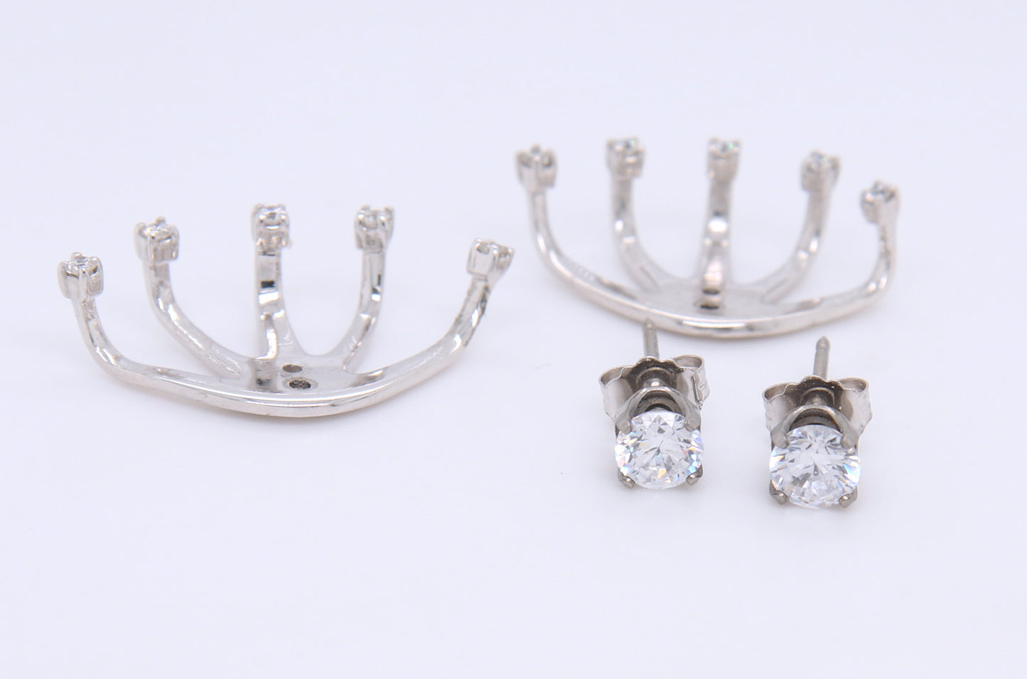 Edgy 14kt WG "Spike" Diamond Earring Jackets