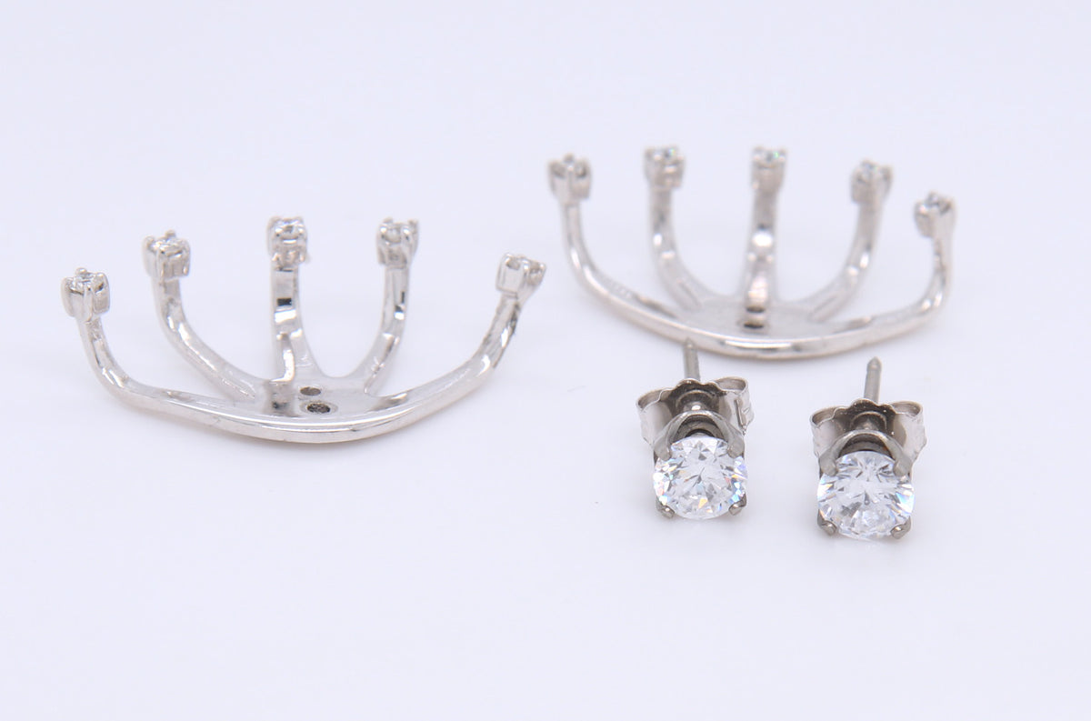 Edgy 14kt WG "Spike" Diamond Earring Jackets