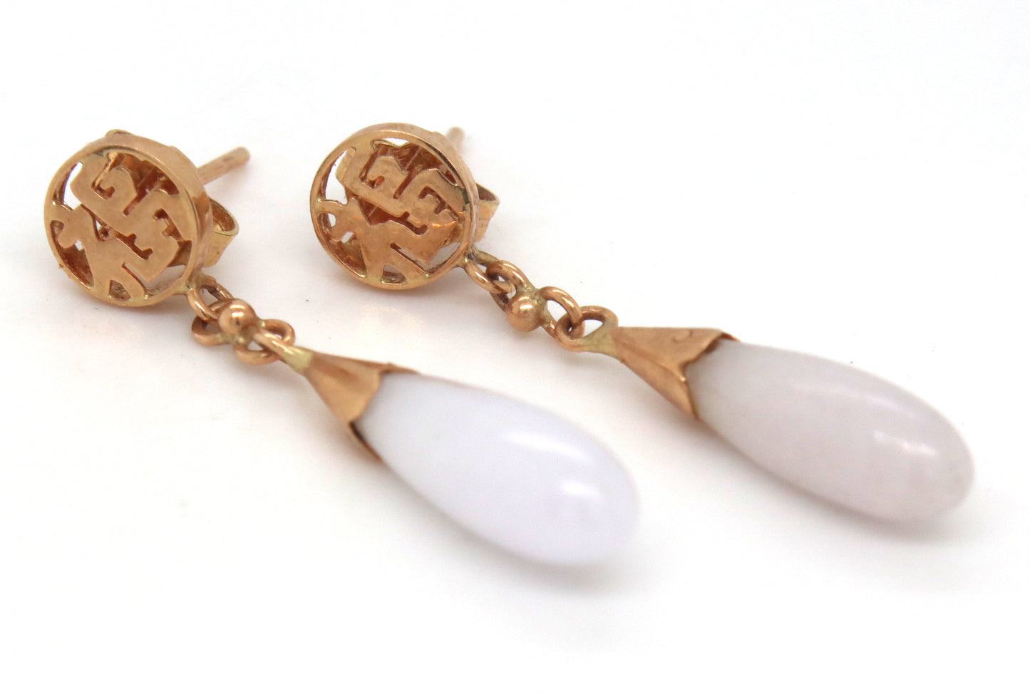 14kt Yellow gold Lavender Jade dangle earrings