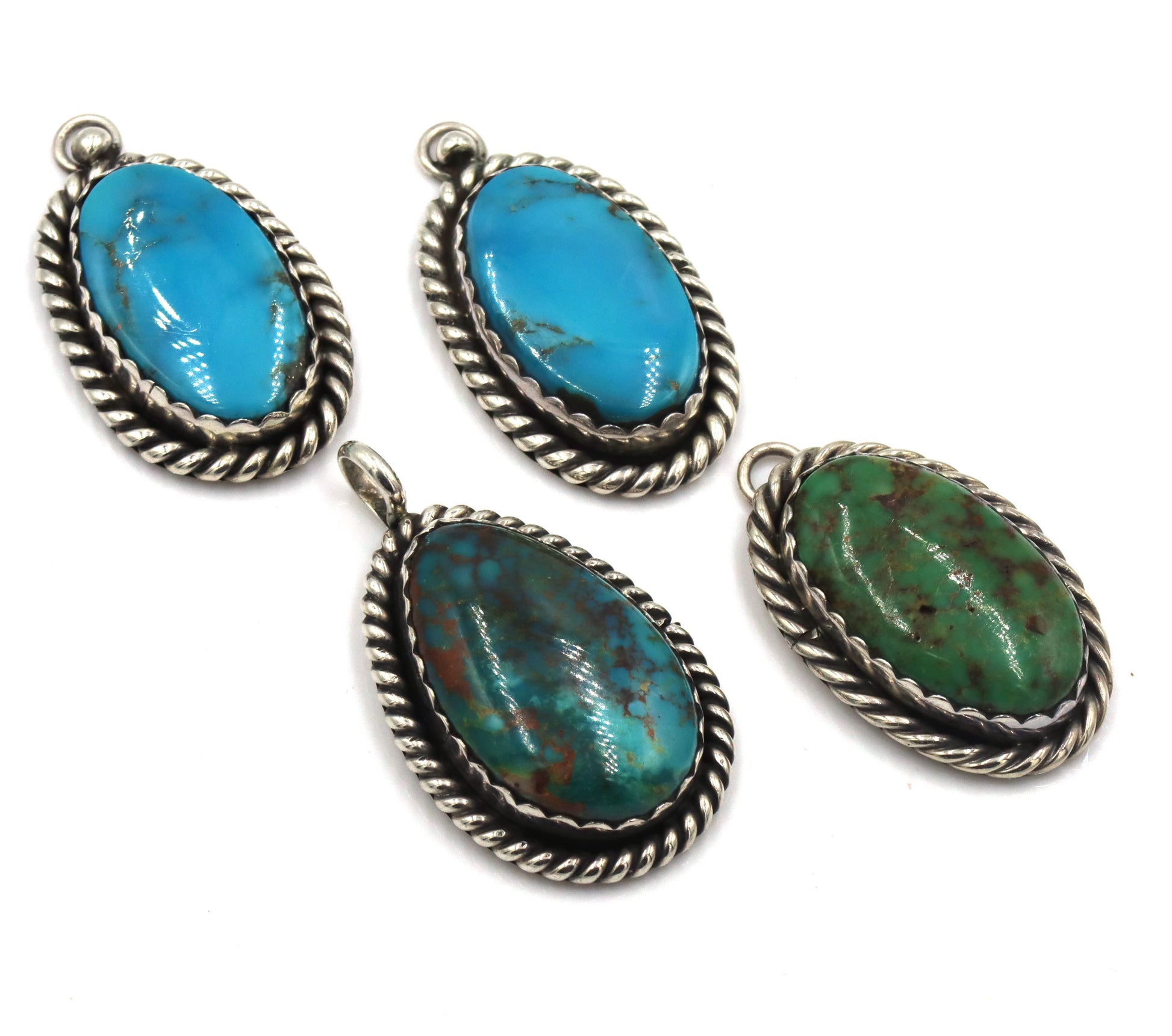 Group lot of 4 Vintage 925 sterling silver turquoise charms