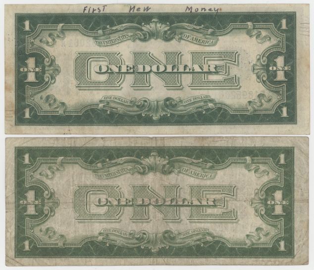 1935A and 1934 $1 Silver Certificates Funny Back Pair Blue Seal U.S. Currency Notes