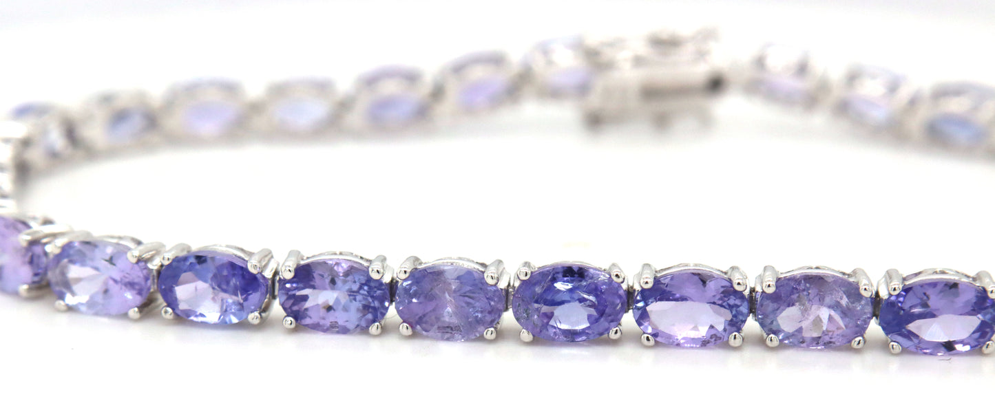925 sterling silver oval cut tanzanite tennis bracelet