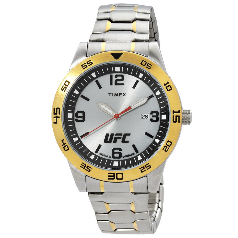 Timex UFC Street Mens Quartz Silver Dial Two Tone Stainless Steel Watch