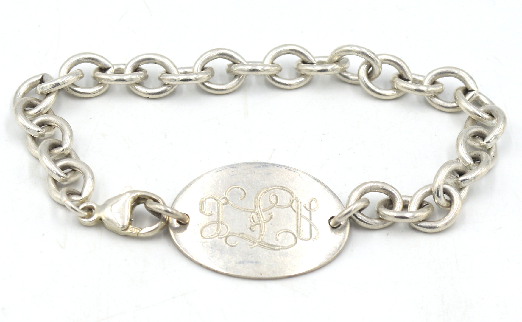 Vintage 925 sterling silver signed Tag ID bracelet