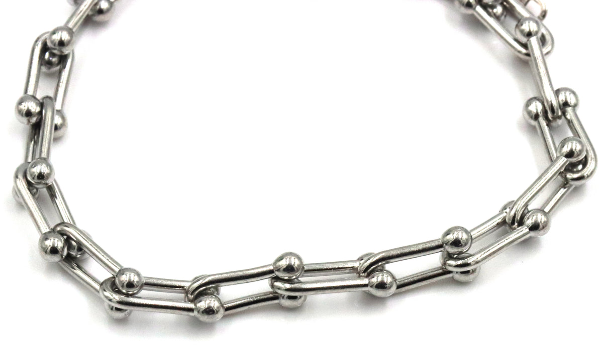 Stainless steel U link bracelet
