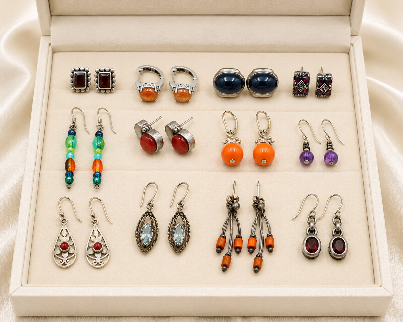 Vintage 925 sterling silver group lot of earrings