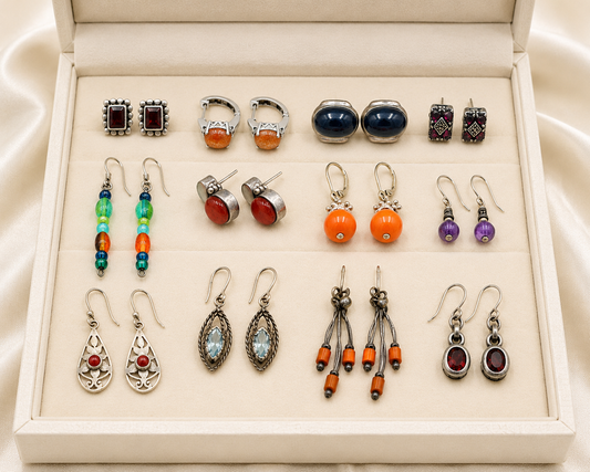 Vintage 925 sterling silver group lot of earrings