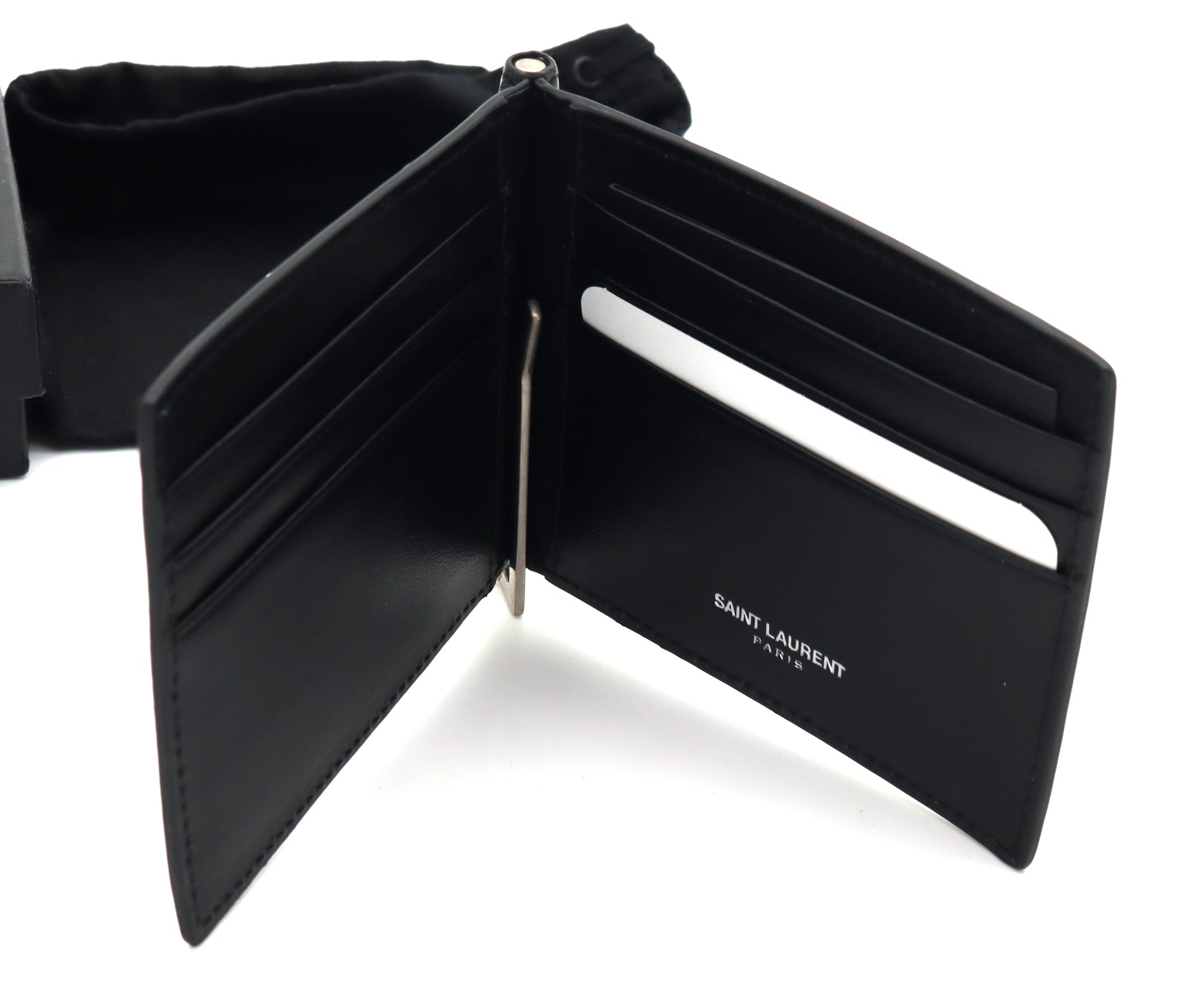 YSL University patch bill clip wallet
