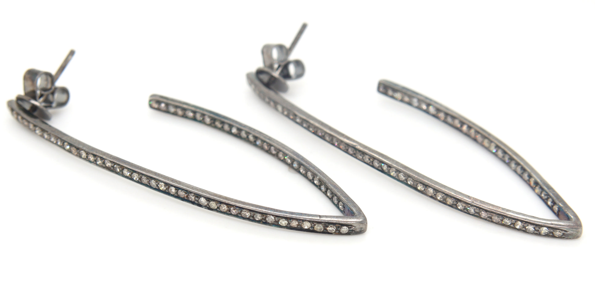 925 Sterling silver diamond chevron earrings
