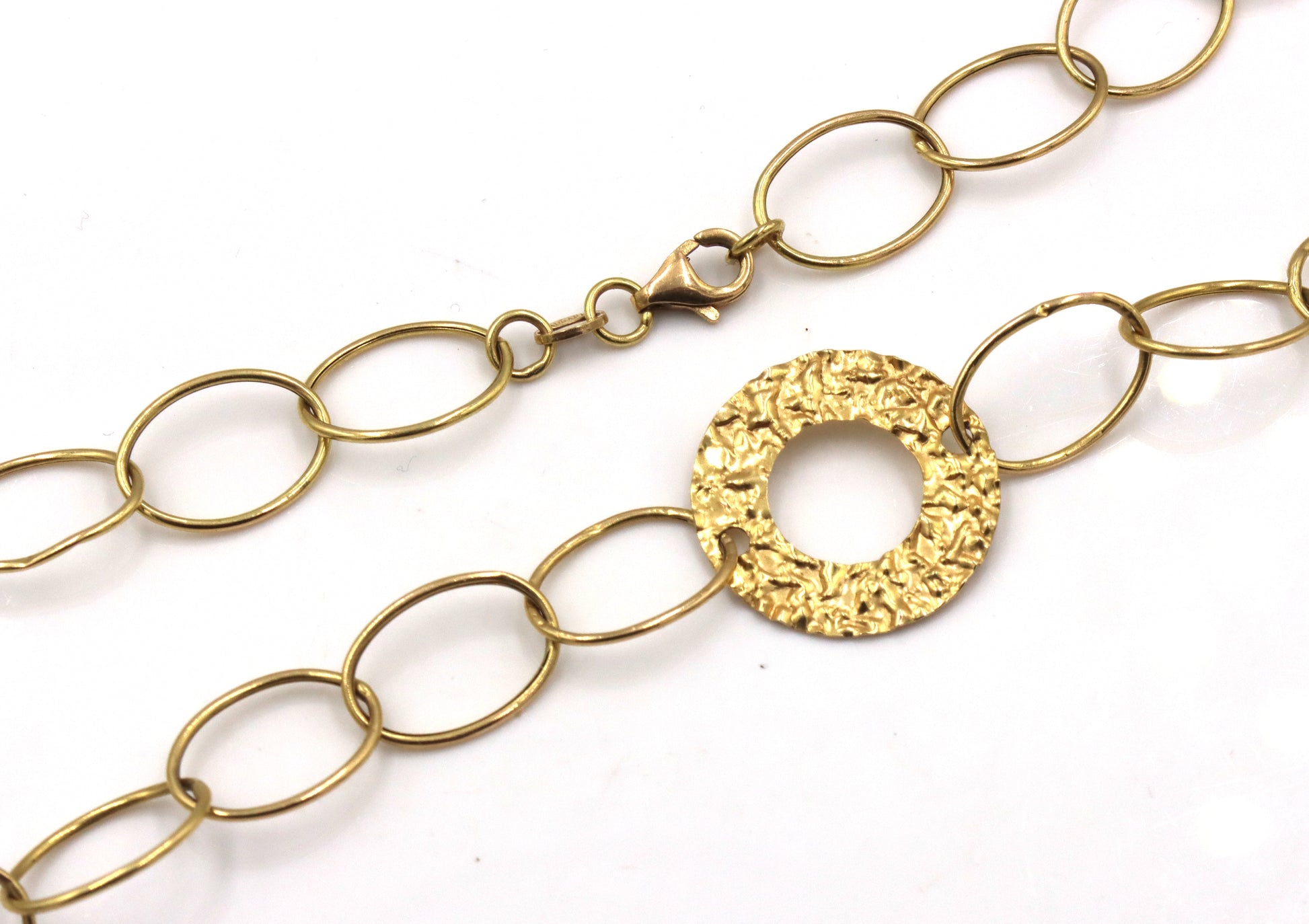 Italian 14kt Yellow gold circle link chain necklace