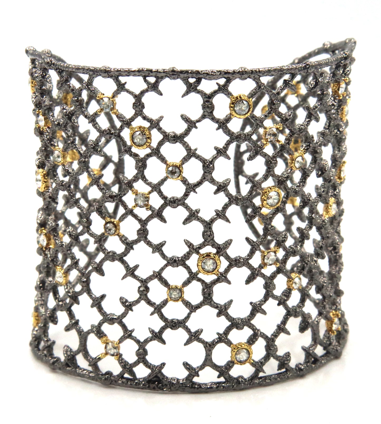 Alexis Bittar plated crystal wide cuff bangle