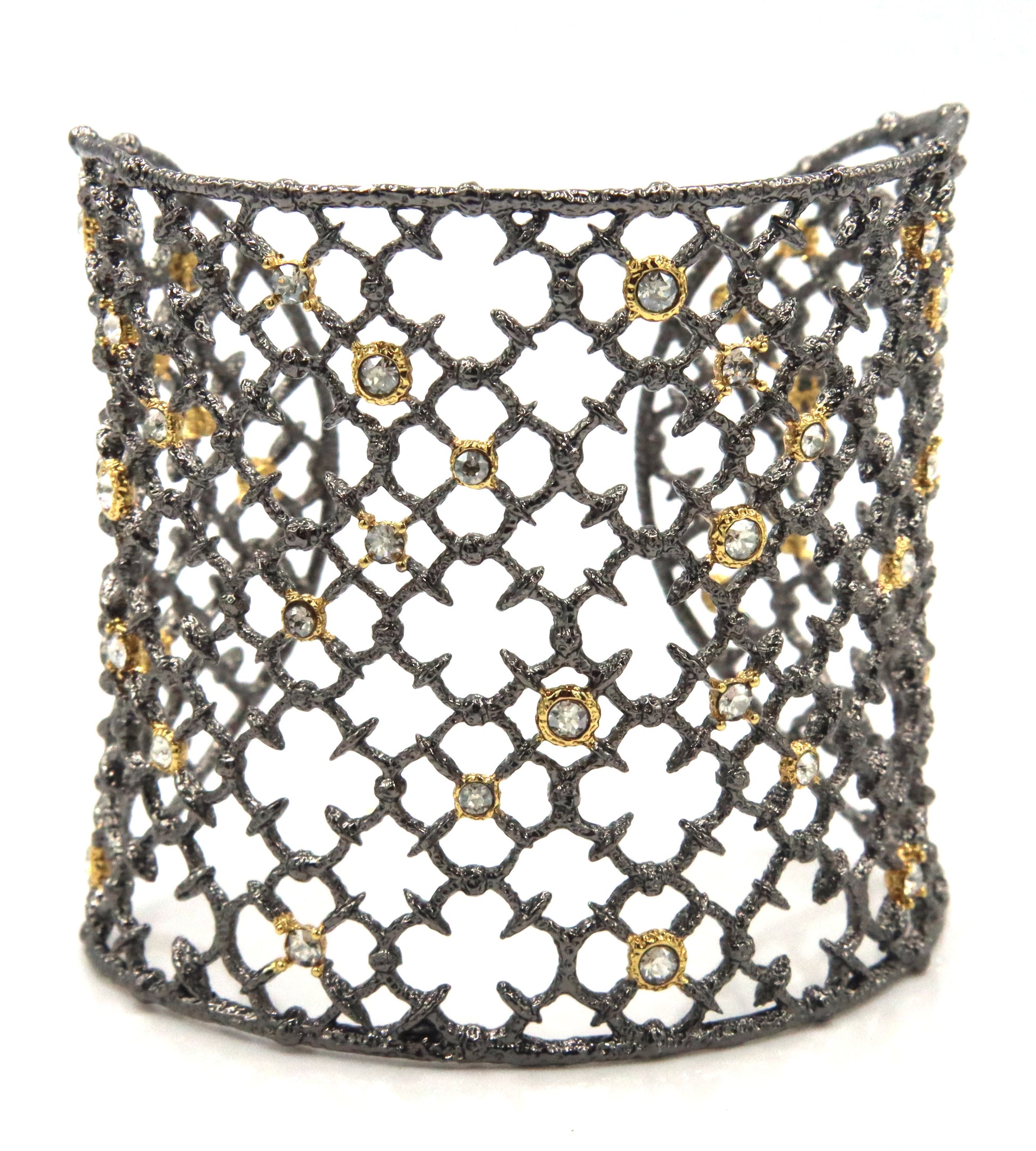 Alexis Bittar plated crystal wide cuff bangle
