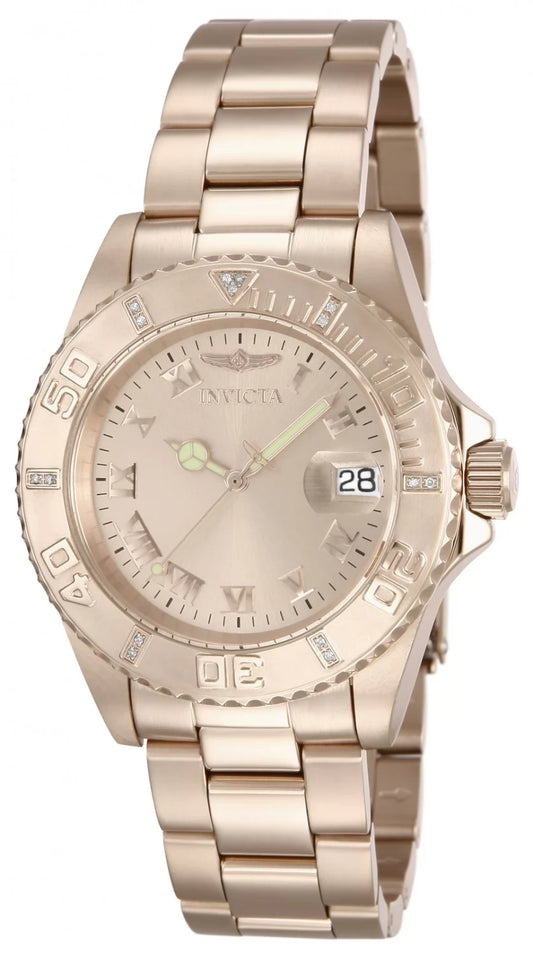 Invicta Men's 12821 Pro Diver Quartz 3 Hand Rose Gold Dial Watch