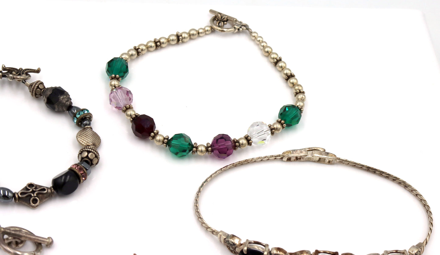 Group lot of Vintage 925 sterling silver bracelets
