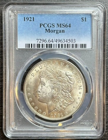 1921 Morgan Silver Dollar PCGS MS64 Brilliant Uncirculated