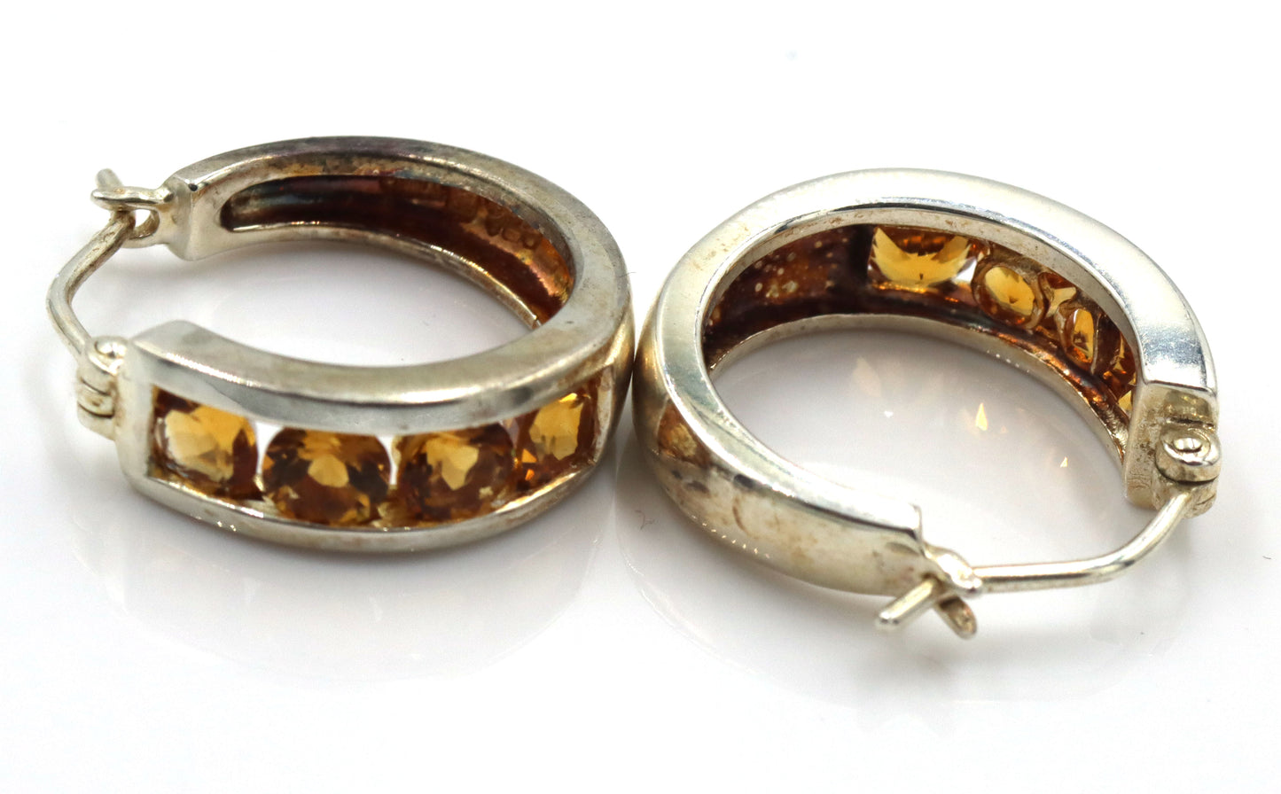 3 Pairs of 925 sterling silver cubic zirconia hoop earrings