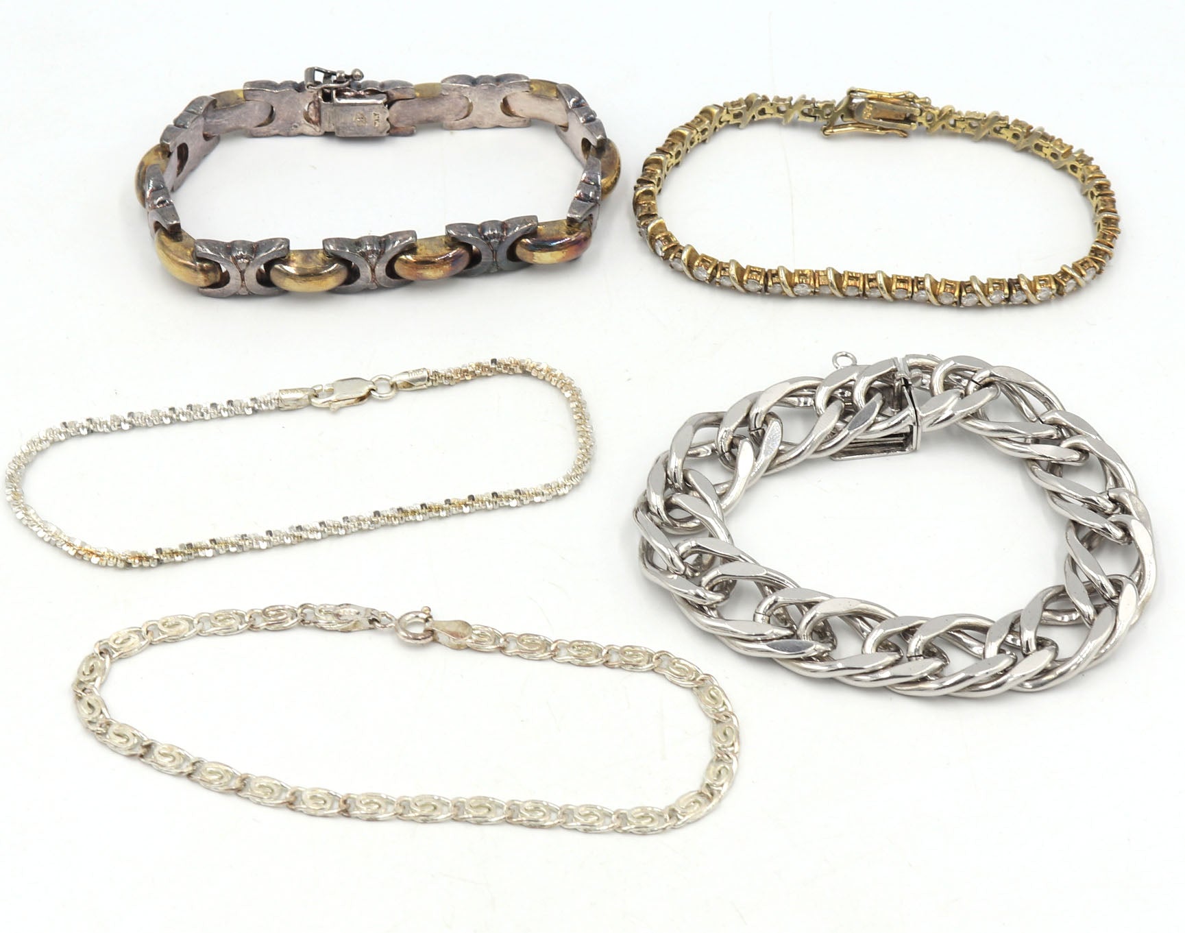 Group lot of 5 Vintage 925 sterling silver bracelets