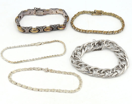 Group lot of 5 Vintage 925 sterling silver bracelets