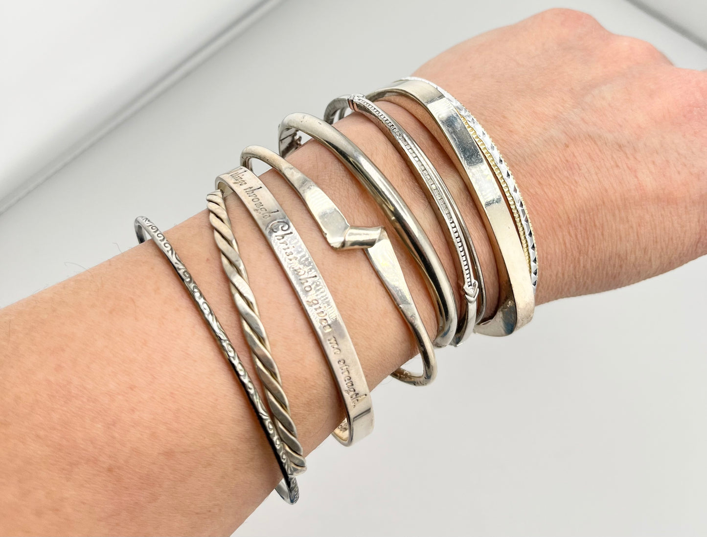 Group lot of Vintage 925 sterling silver bangles