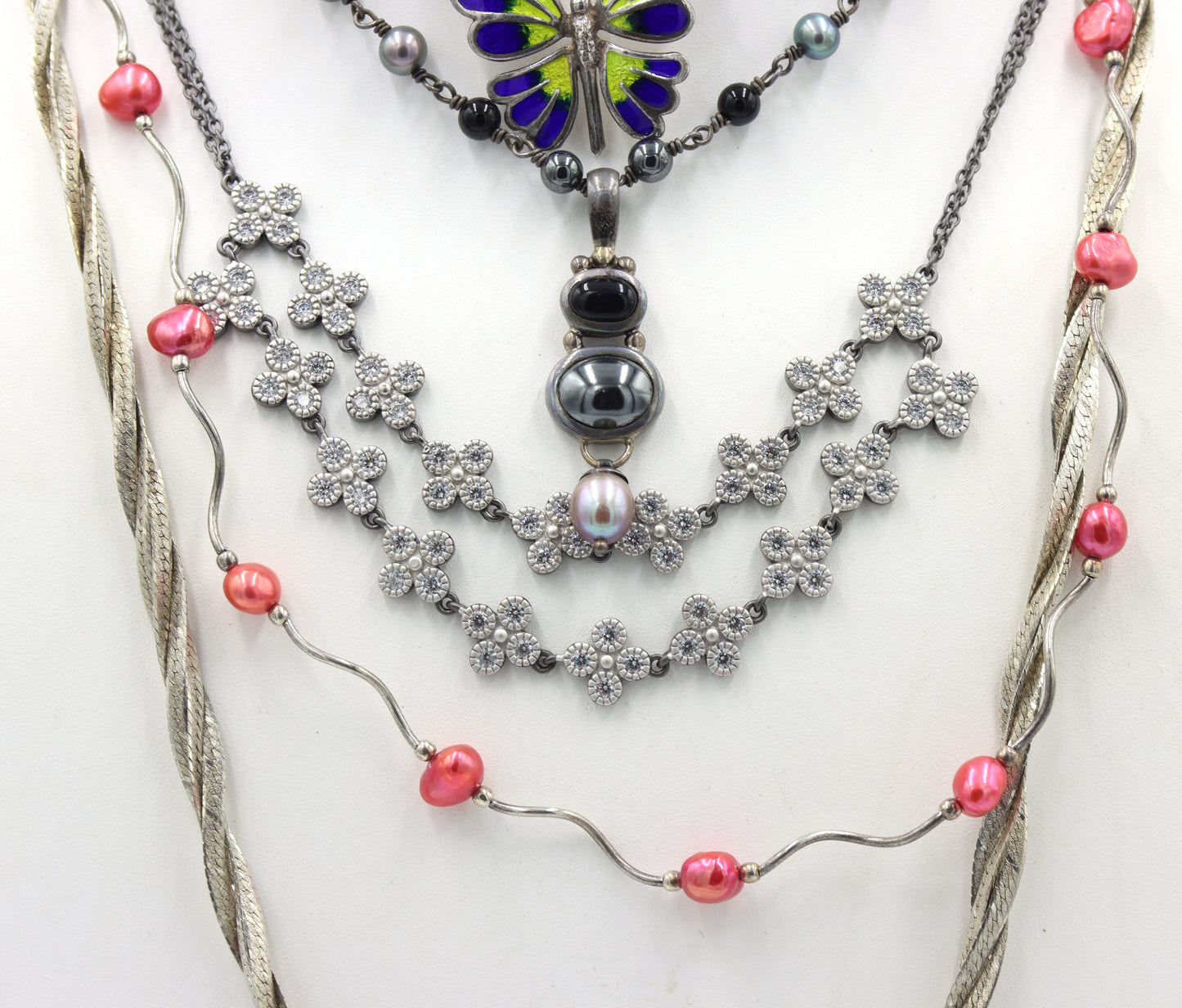 Group lot of 5 Vintage 925 sterling silver necklaces