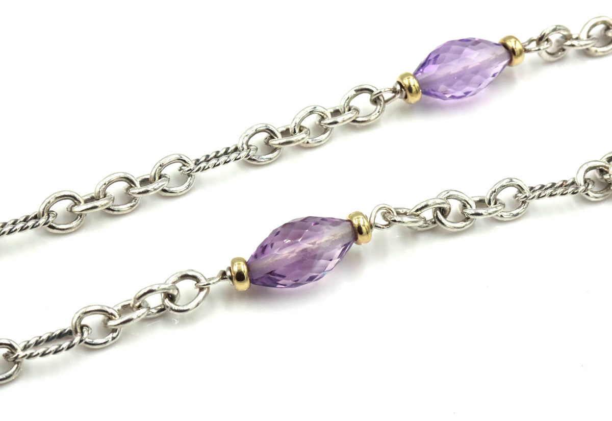 David Yurman amethyst Figaro link necklace