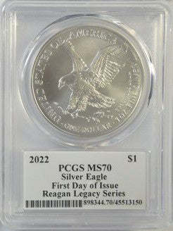2022 $1 Eagles Reagan Signed 1st Day Issue PCGS MS70