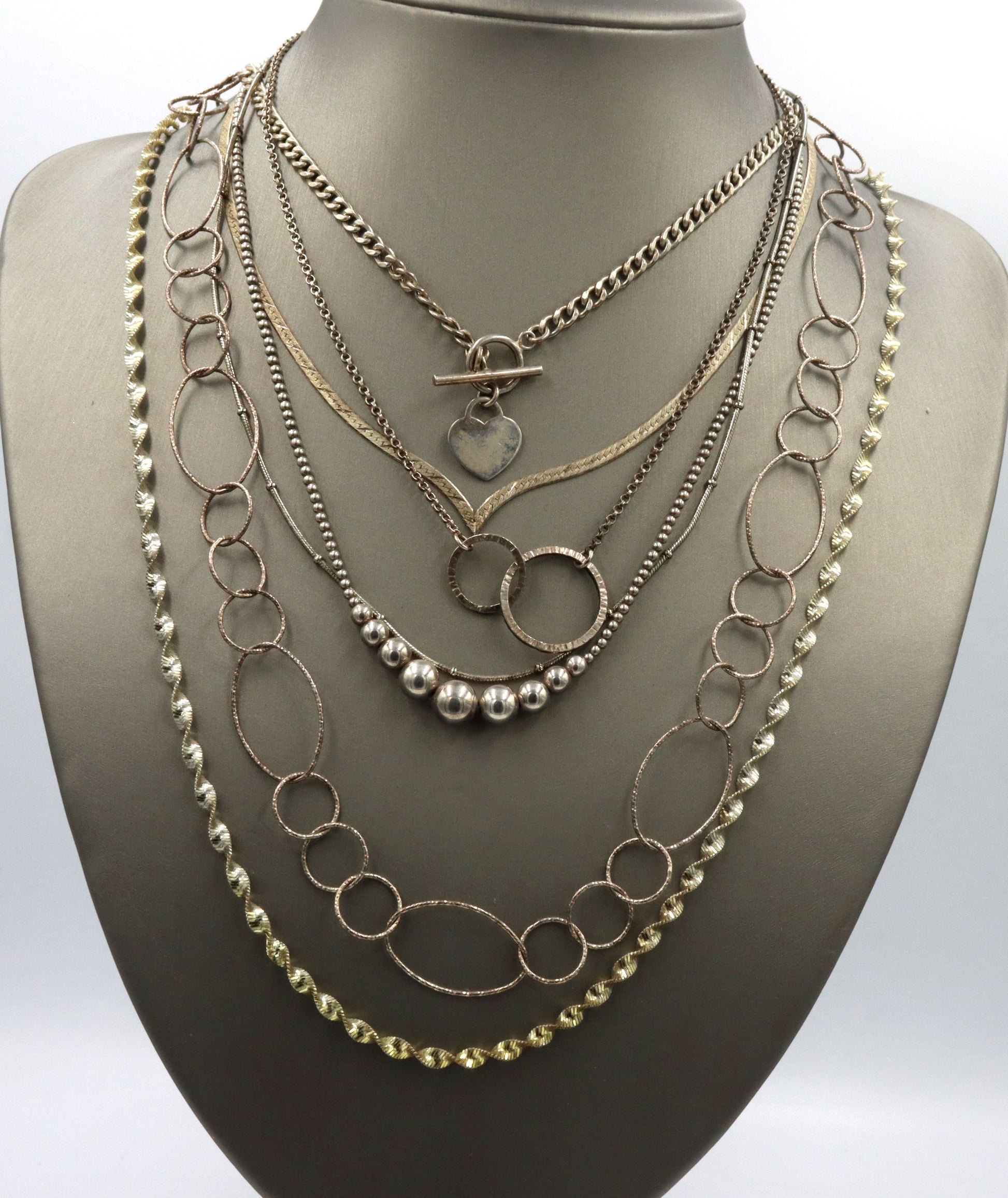 Vintage 925 sterling silver group lot of 7 chain necklaces
