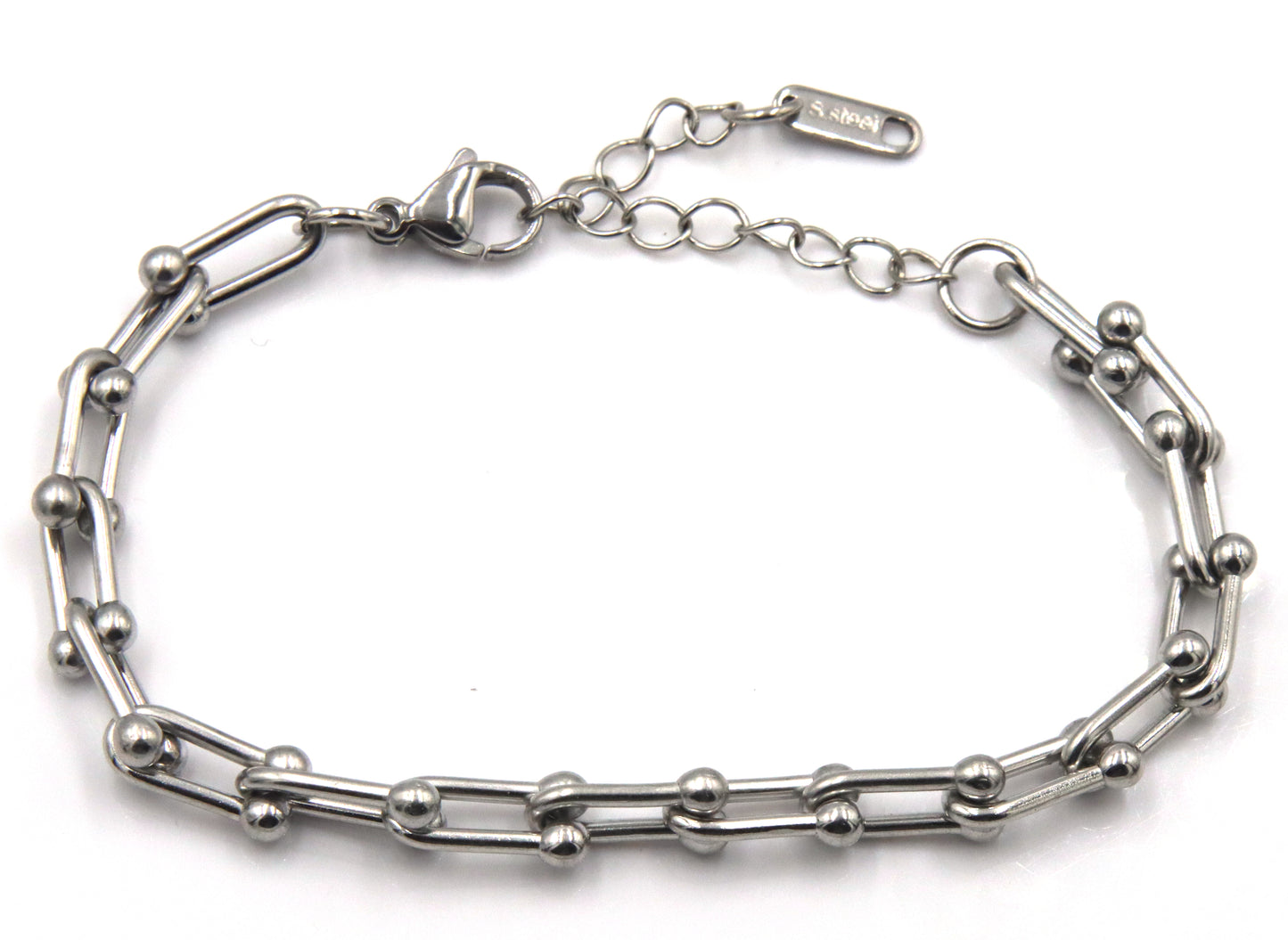 Stainless steel hardwear graduated link bracelet