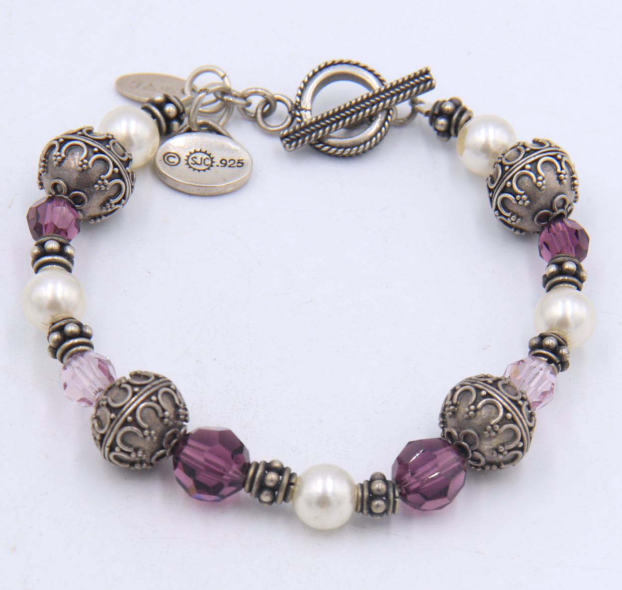 Group lot of 2 vintage 925 sterling silver bracelets