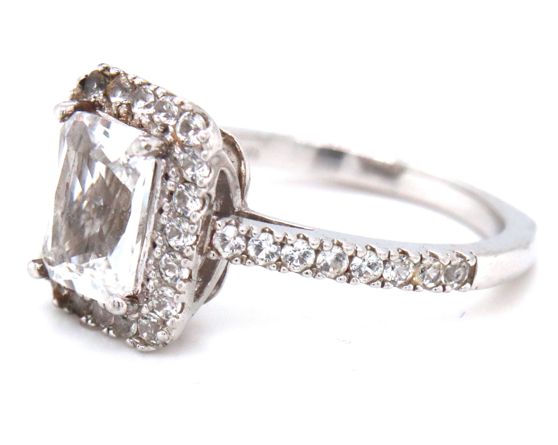 925 Sterling silver Emerald cut cubic zirconia ring