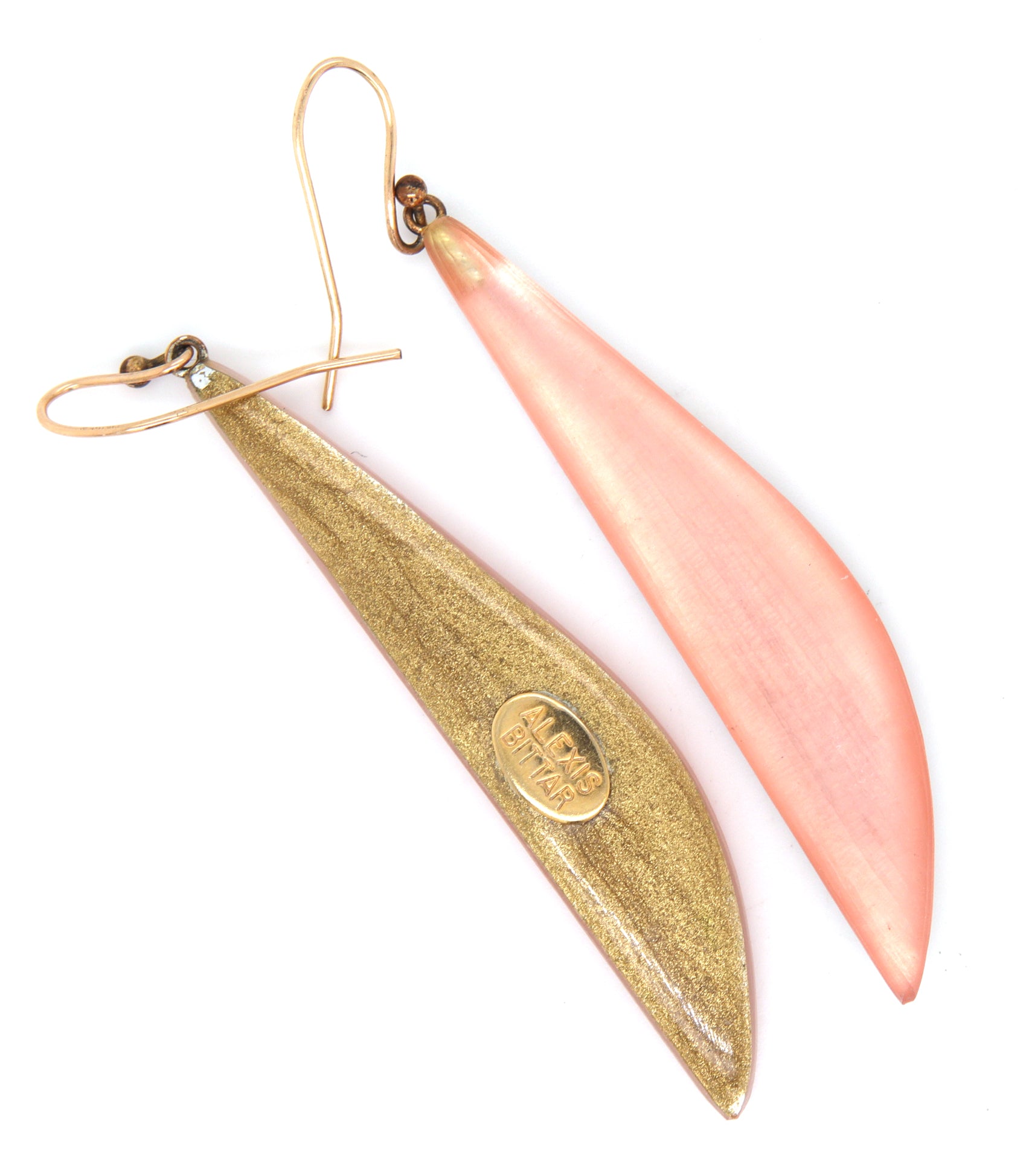 Alexis Bittar Lucite peach pink drop earrings
